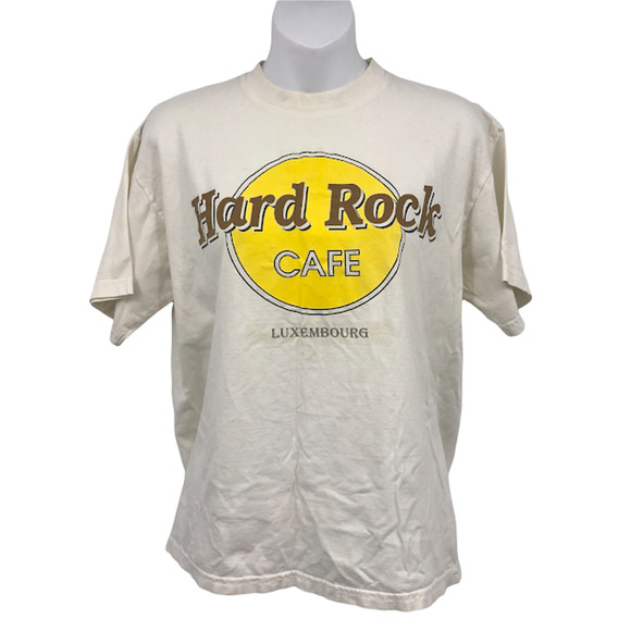 VTG T by Jerzees Hard Rock CAFE Luxembourg Tee M Short Sleeve Crew Neck Pullover - Picture 1 of 9
